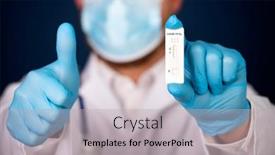  Presentation with novel - Audience pleasing PPT layouts consisting of doctor-holding-a-test-kit backdrop and a light gray colored foreground