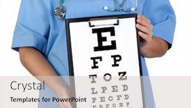  Presentation with vision - PPT theme consisting of doctor holding a vision exam chart isolated on a white background background and a lemonade colored foreground