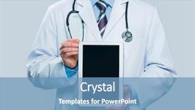  Presentation with hands holding black tablet - Theme with doctor holding blank digital tablet background and a teal colored foreground