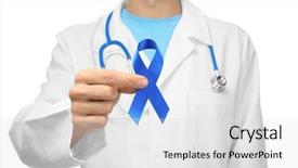  Presentation with prostate cancer - Amazing presentation theme having doctor holding blue ribbon backdrop and a light gray colored foreground