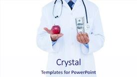  Presentation with green apple - Amazing presentation theme having doctor holding cash and green backdrop and a sky blue colored foreground