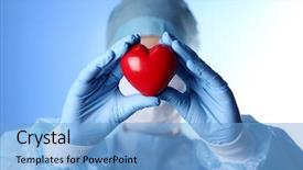  Presentation with transplant - Cool new PPT theme with doctor holding decorative heart backdrop and a light blue colored foreground