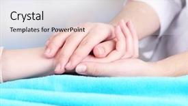  Presentation with medical hand - Beautiful slides featuring doctor holding hand of patient backdrop and a white colored foreground