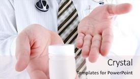  Presentation with bottle - Slides featuring doctor holding little pills bottle background and a lemonade colored foreground