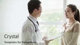  Presentation with medical charts - Presentation theme featuring doctor holding medical charts background and a mint green colored foreground