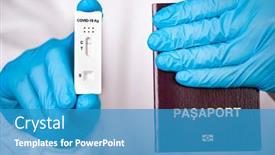  Presentation with antigen - Slide deck with doctor-holding-passport-and-negative background and a teal colored foreground