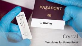  Presentation with antigen test - Slides with doctor-holding-passport-and-negative background and a light gray colored foreground