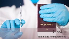  Presentation with immunity - Slide deck with doctor-holding-passport-and-vaccine background and a coral colored foreground