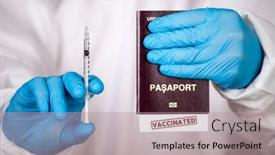  Presentation with passport - Beautiful theme featuring doctor-holding-passport-with-vaccinated backdrop and a coral colored foreground