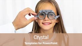  Presentation with eye doctor - Theme with doctor holding special eye equipment background and a coral colored foreground