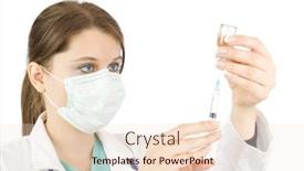  Presentation with injection - Cool new presentation theme with doctor holding syringe and getting ready for injection backdrop and a lemonade colored foreground