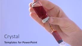  Presentation with vaccination - Audience pleasing slides consisting of doctor holding syringe and medicine for vaccination on color background closeup backdrop and a light blue colored foreground