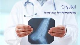  Presentation with human foot - Colorful slide set enhanced with doctor holding x-ray backdrop and a sky blue colored foreground