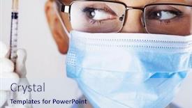  Presentation with syringe - Slides having doctor-in-a-protective-mask background and a sky blue colored foreground