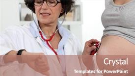  Presentation with pregnant woman doctor - Beautiful presentation featuring doctor in appointment with pregnant backdrop and a  colored foreground