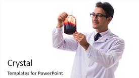  Presentation with donation - Colorful presentation design enhanced with doctor in blood donation concept backdrop and a  colored foreground