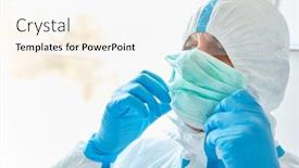  Presentation with epidemic - PPT theme enhanced with doctor-in-clinic-in-protective background and a white colored foreground