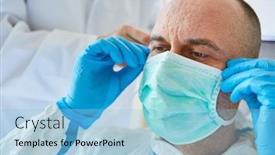  Presentation with epidemic - Beautiful presentation theme featuring doctor-in-clinic-puts backdrop and a light blue colored foreground