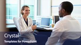  Presentation with doctor and patient medical consultation - Presentation theme featuring doctor in consultation with male background and a  colored foreground