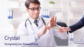  Presentation with corruption - Amazing slide set having doctor in corruption concept backdrop and a sky blue colored foreground