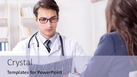  Presentation with bribe - Colorful presentation theme enhanced with doctor in corruption concept with being offered bribe backdrop and a light blue colored foreground