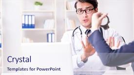  Presentation with corruption - Presentation theme with doctor in corruption concept background and a sky blue colored foreground