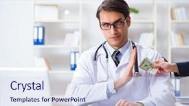  Presentation with corruption - Colorful presentation theme enhanced with doctor in corruption concept backdrop and a sky blue colored foreground