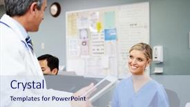  Presentation with nurse discussing family - Presentation theme consisting of doctor in discussion with nurse background and a  colored foreground