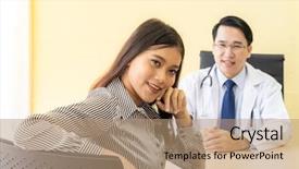  Presentation with office room - Slide deck enhanced with doctor in examination room medical background and a coral colored foreground