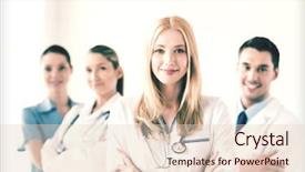  Presentation with female leader social media - Presentation theme having doctor in front of medic background and a  colored foreground