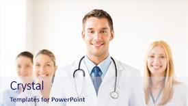  Presentation with medical - Colorful PPT layouts enhanced with doctor in front of medical backdrop and a sky blue colored foreground