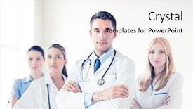  Presentation with medical - PPT layouts having doctor in front of medical background and a sky blue colored foreground