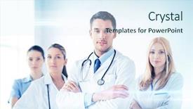  Presentation with medical - Colorful PPT layouts enhanced with doctor in front of medical backdrop and a sky blue colored foreground