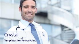  Presentation with stairs - Audience pleasing slides consisting of doctor in front of stairs backdrop and a sky blue colored foreground