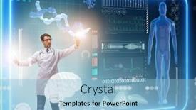  Presentation with medical concept - Beautiful slide set featuring doctor-in-futuristic-medical-concept backdrop and a light blue colored foreground