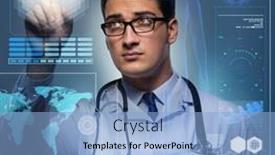  Presentation with medical concept - Beautiful presentation theme featuring doctor-in-futuristic-medical-concept backdrop and a light blue colored foreground