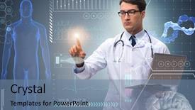  Presentation with medical concept - PPT theme with doctor in futuristic medical concept background and a seafoam green colored foreground