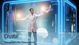  Presentation with abstract medical - Colorful slide set enhanced with doctor in futuristic medical concept backdrop and a light blue colored foreground