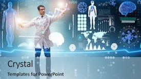  Presentation with medical concept - Audience pleasing PPT layouts consisting of doctor in futuristic medical concept backdrop and a light blue colored foreground