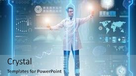 Presentation with medical concept - Cool new presentation theme with doctor in futuristic medical concept backdrop and a light blue colored foreground