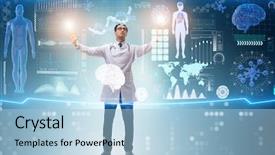  Presentation with medical concept - Theme having doctor in futuristic medical concept background and a light blue colored foreground