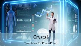  Presentation with medical concept - Slide deck with doctor in futuristic medical concept background and a light blue colored foreground