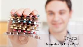  Presentation with medicines - Presentation theme consisting of doctor-in-hospital-holds background and a soft green colored foreground