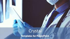  Presentation with doctor in hospital health insurance related icons healthcare person saving medical - Slide deck having doctor-in-hospital-sitting background and a teal colored foreground