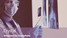  Presentation with hospital - PPT theme with doctor-in-hospital-sitting background and a coral colored foreground