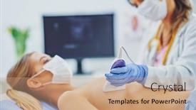  Presentation with breast - PPT theme featuring doctor-in-mask-checking-up background and a coral colored foreground