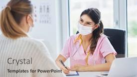  Presentation with diagnosis - Amazing slides having doctor-in-mask-explaining-diagnosis backdrop and a soft green colored foreground