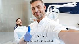  Presentation with medical imaging center mri - Beautiful slide set featuring doctor in medical dentist center backdrop and a light blue colored foreground