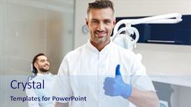  Presentation with medical imaging center mri - Slide set having doctor in medical dentist center background and a sky blue colored foreground