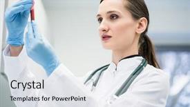  Presentation with blood test - Slide deck consisting of doctor in medical laboratory looking background and a  colored foreground